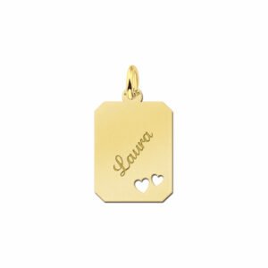 Gouden naamplaatje met hartjes - Names4ever