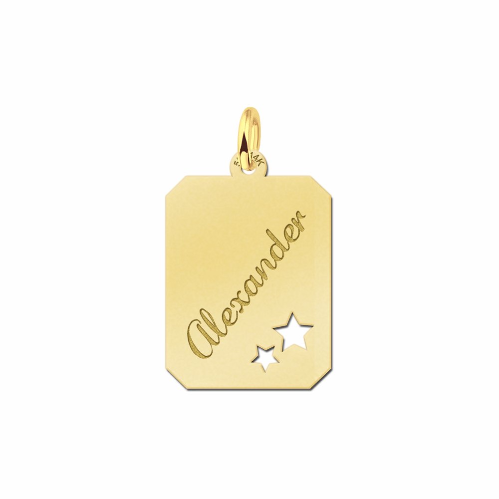 Gouden naamplaatje met sterretjes - Names4ever