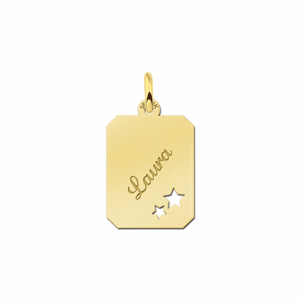 Gouden naamplaatje met sterretjes - Names4ever