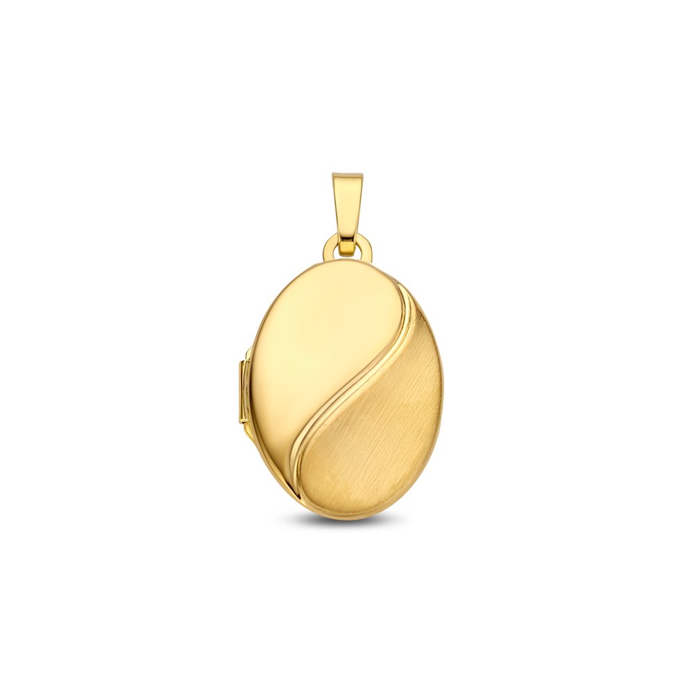 Names4ever Ovaal Medaillon met Glanzend en Mat Oppervlak Goud