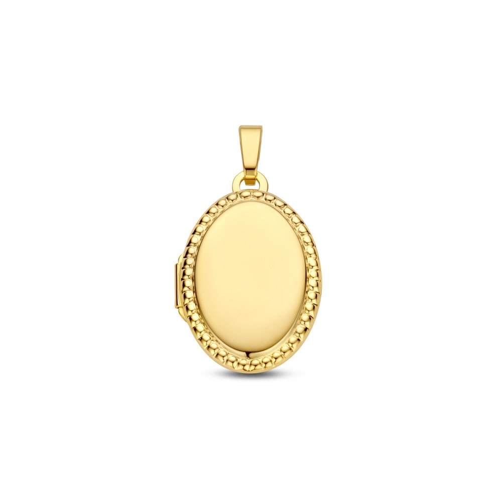 14K Gouden Ovaal Foto Medaillon met Bolletjes van Names4ever