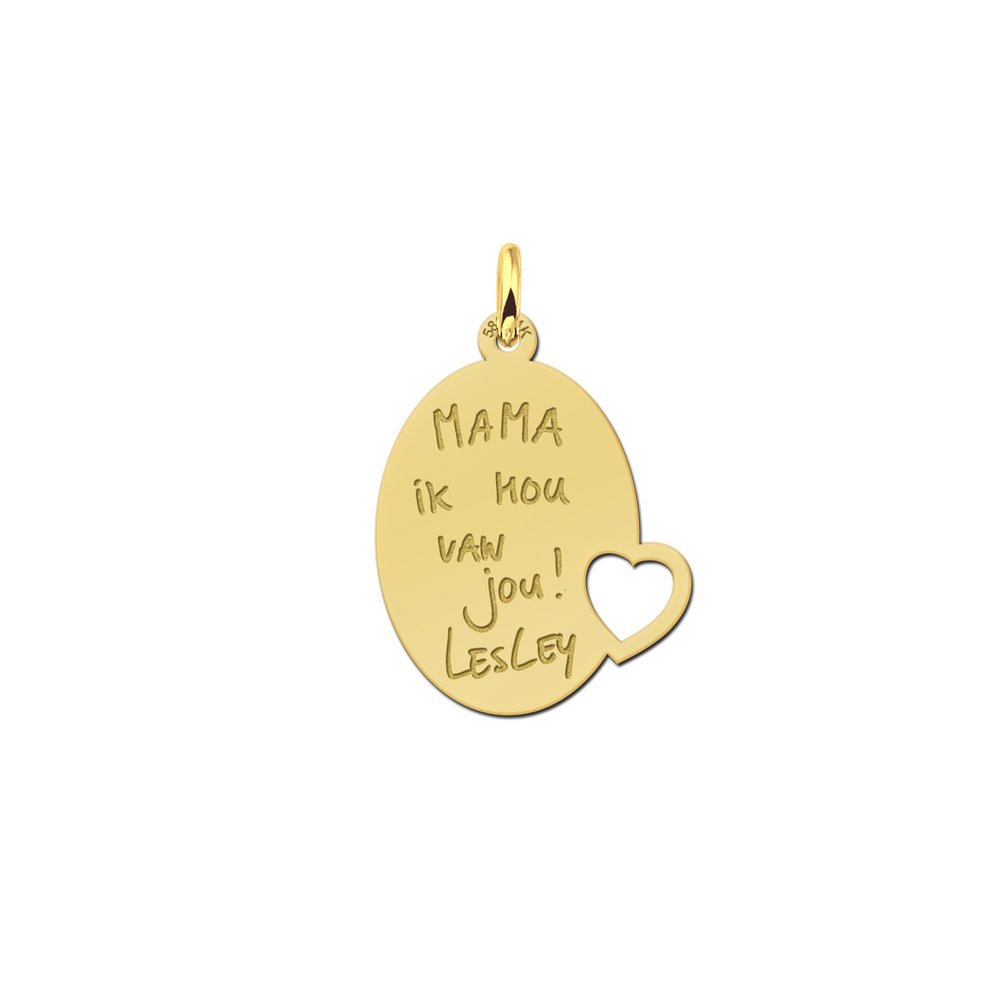 Names4ever Gouden Ovaal Hanger met eigen tekst