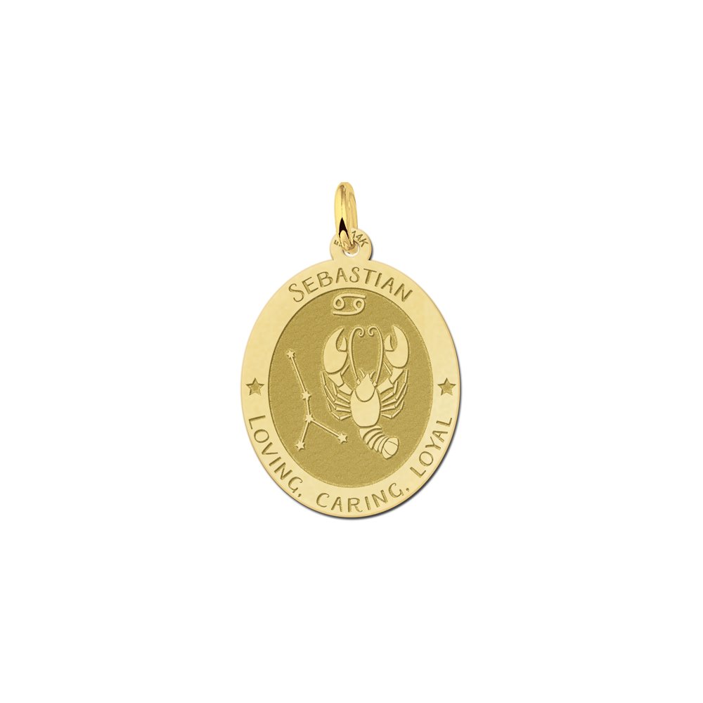Ovale Kreeft Sterrenbeeld Hanger van Goud – Names4ever