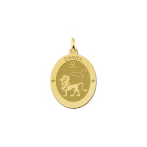 Ovale Leeuw Sterrenbeeld Hanger van Goud – Names4ever
