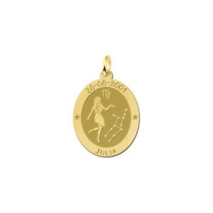 Ovale Maagd Sterrenbeeld Hanger van Goud – Names4ever