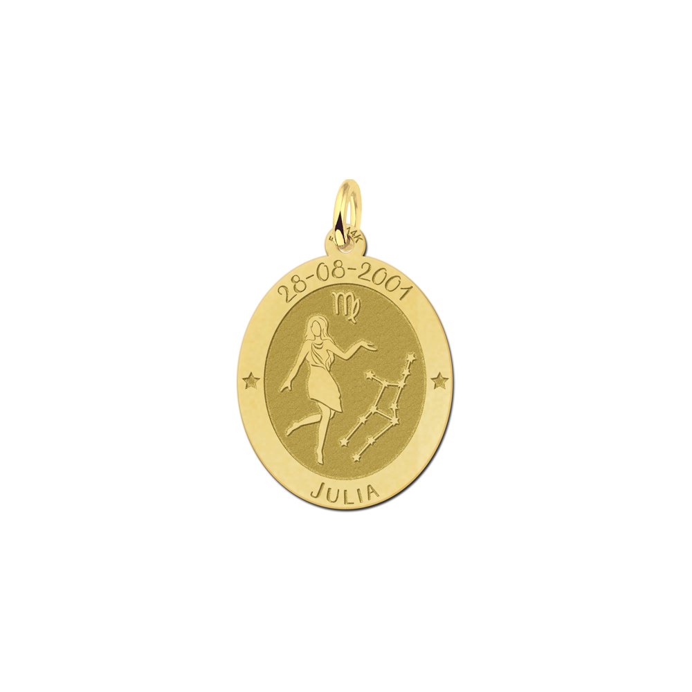 Ovale Maagd Sterrenbeeld Hanger van Goud – Names4ever
