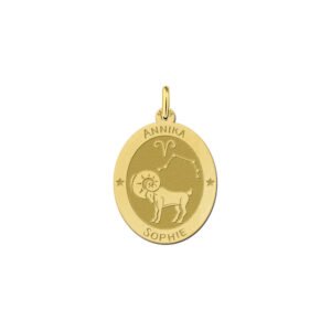 Ovale Ram Sterrenbeeld Hanger van Goud – Names4ever