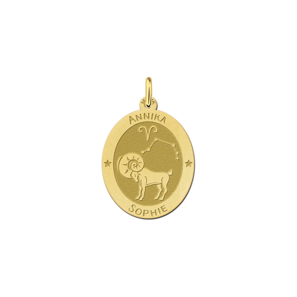 Ovale Ram Sterrenbeeld Hanger van Goud – Names4ever