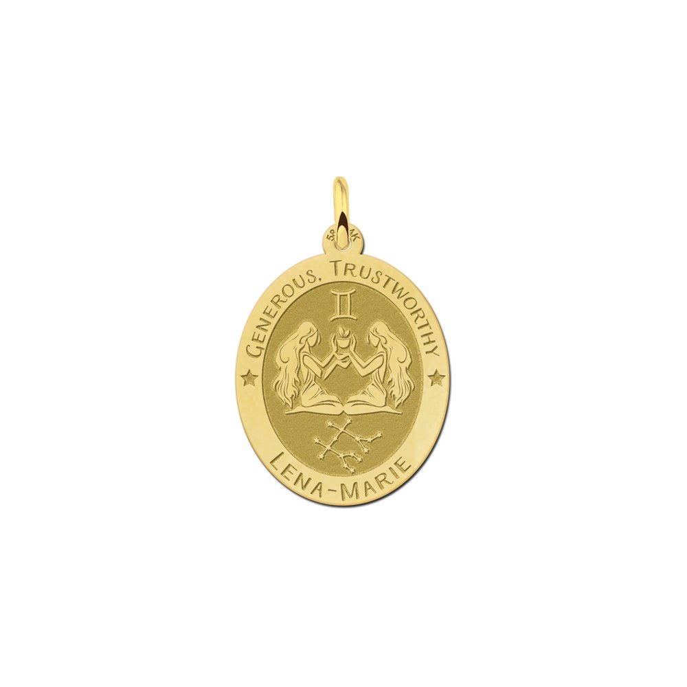Ovale Tweelingen Sterrenbeeld Hanger van Goud – Names4ever