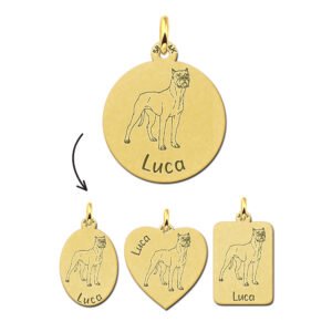 Gouden Gepersonaliseerde Honden Hanger Boxer + Naam Graveren
