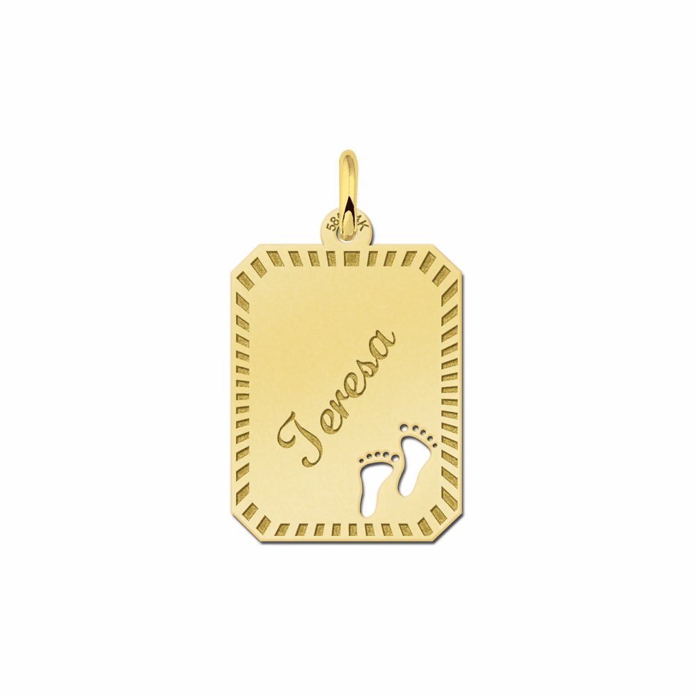 Gouden plaatje met naam met voetjes - Names4ever