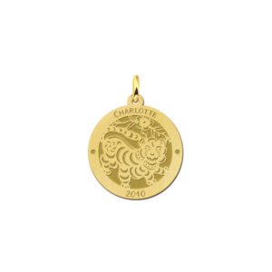 Ronde Chinese Sterrenbeeld Tijger Hanger van Goud