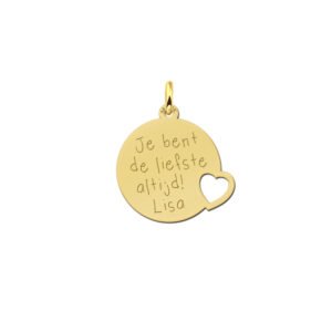 Names4ever Gouden Cirkel met Hart Hanger met eigen tekst