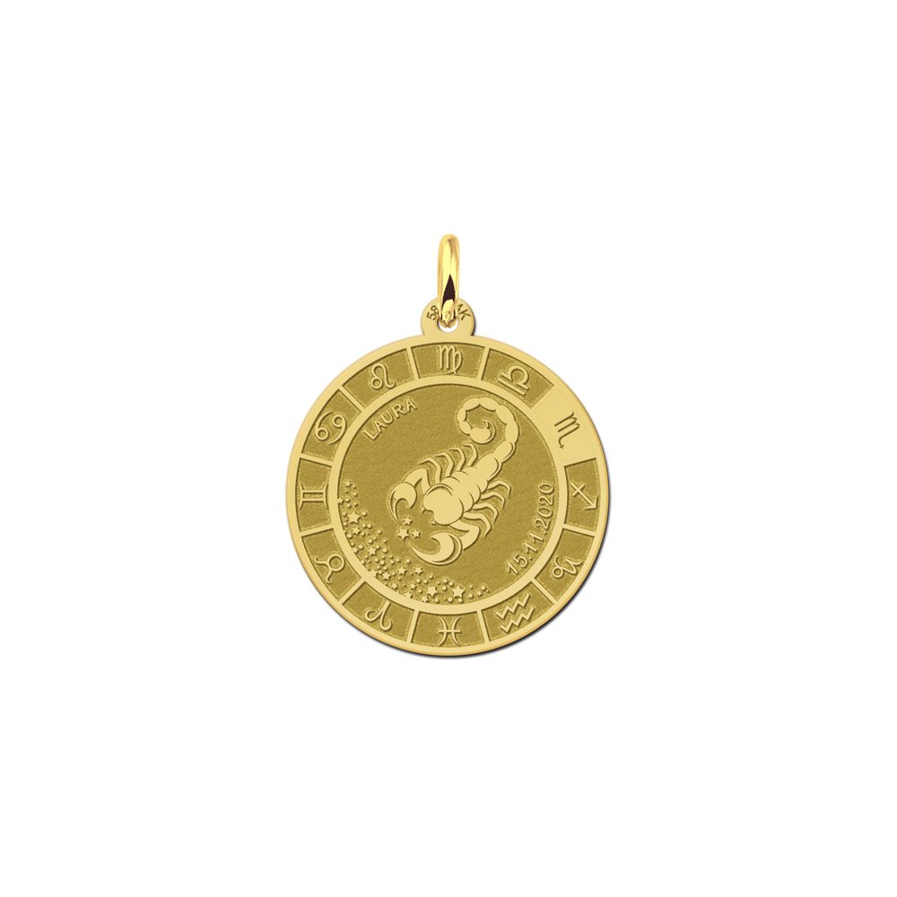 Gouden Schorpioen Sterrenbeeld Bedel met Naam GHS092 | Names4ever