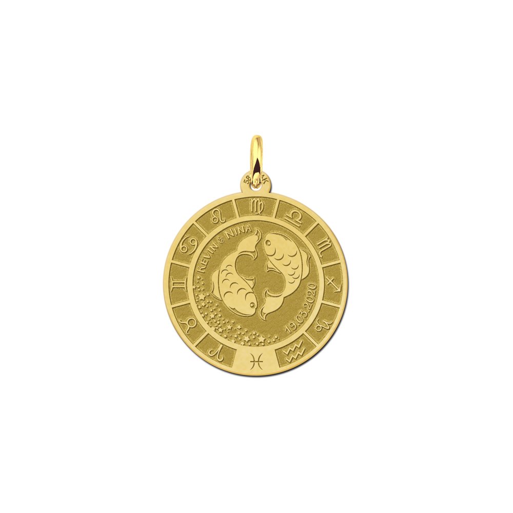 Gouden Vissen Sterrenbeeld Bedel met Naam GHS096 | Names4ever