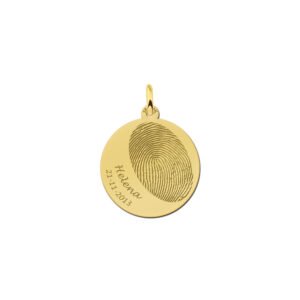 Names4ever Gouden Ronde Hanger met Vingerafdruk