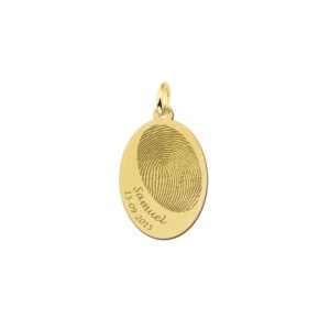 Names4ever Gouden Ovaal Hanger met Vingerafdruk
