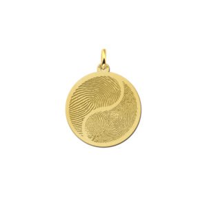 Names4ever Gouden Yin Yang Hanger met Vingerafdruk