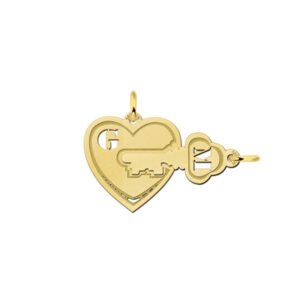 Names4ever Hart met Sleutel Vriendschapshanger van Goud