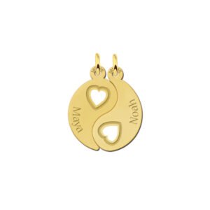 Names4ever Gouden Yin Yang Breekhanger met Namen en Hartjes van Names4ever