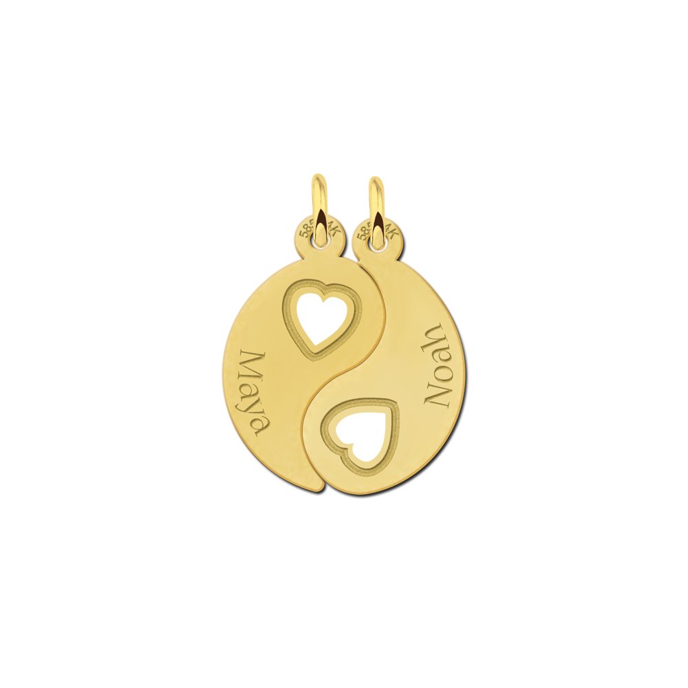 Names4ever Gouden Yin Yang Breekhanger met Namen en Hartjes van Names4ever