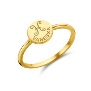 Gouden Ring Disc met Sterrenbeeld en Naamgravure | Names4ever