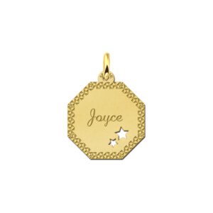 Gouden Graveerplaat met naamgravure en twee sterren - Names4ever