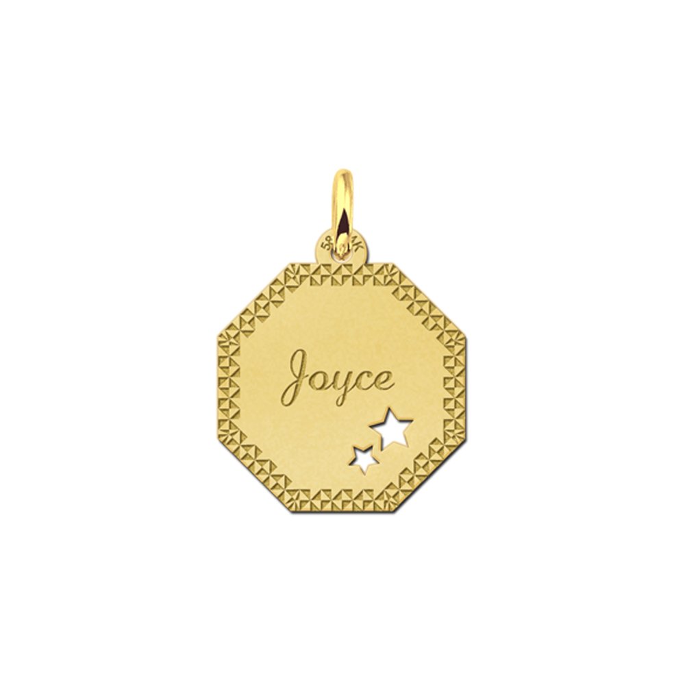 Gouden Graveerplaat met naamgravure en twee sterren - Names4ever