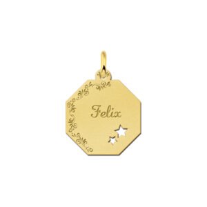 Graveerplaat van goud en twee sterretjes - Names4ever