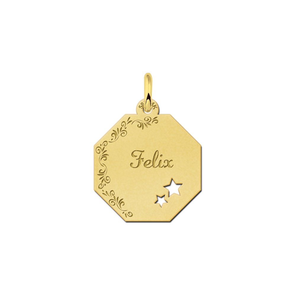 Graveerplaat van goud en twee sterretjes - Names4ever