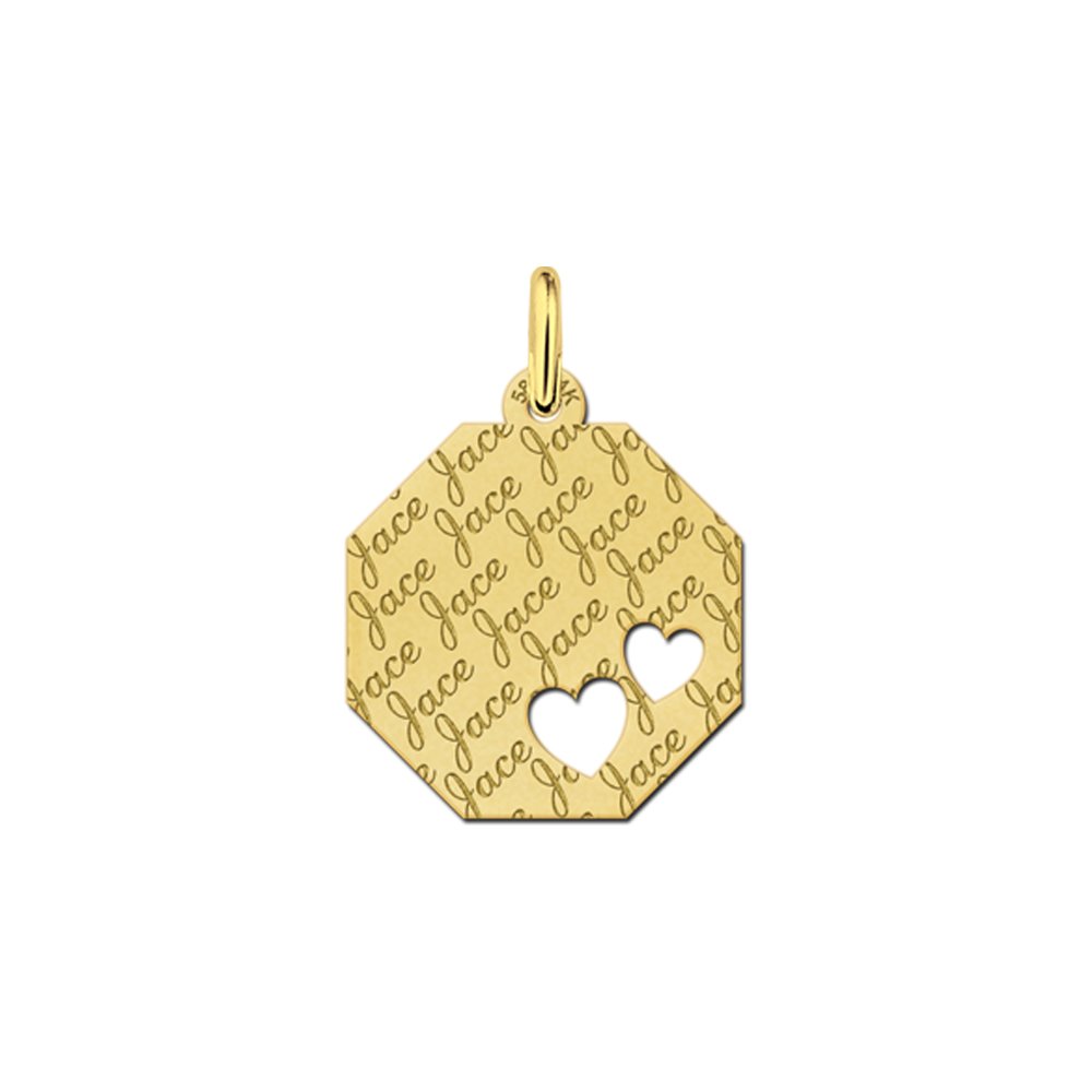 Graveerplaat van goud met 2 hartjes - Names4ever