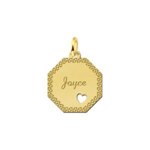 Graveerplaat van goud met naam graveren en liefdeshart - Names4ever