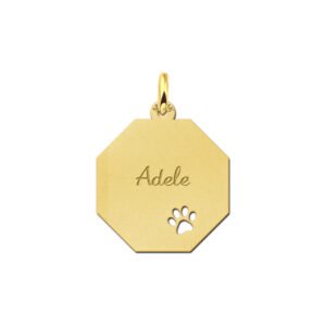 Graveerplaat van goud met schattig pootje - Names4ever