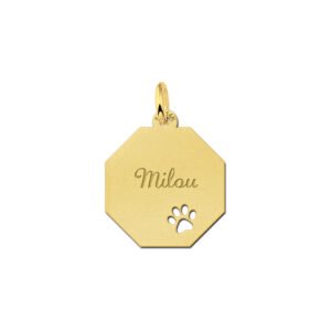 Graveerplaat van goud met schattig pootje - Names4ever