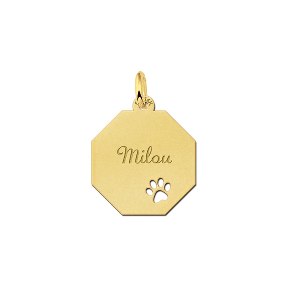 Graveerplaat van goud met schattig pootje - Names4ever