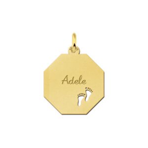 Graveerplaat van goud met twee voetjes - Names4ever