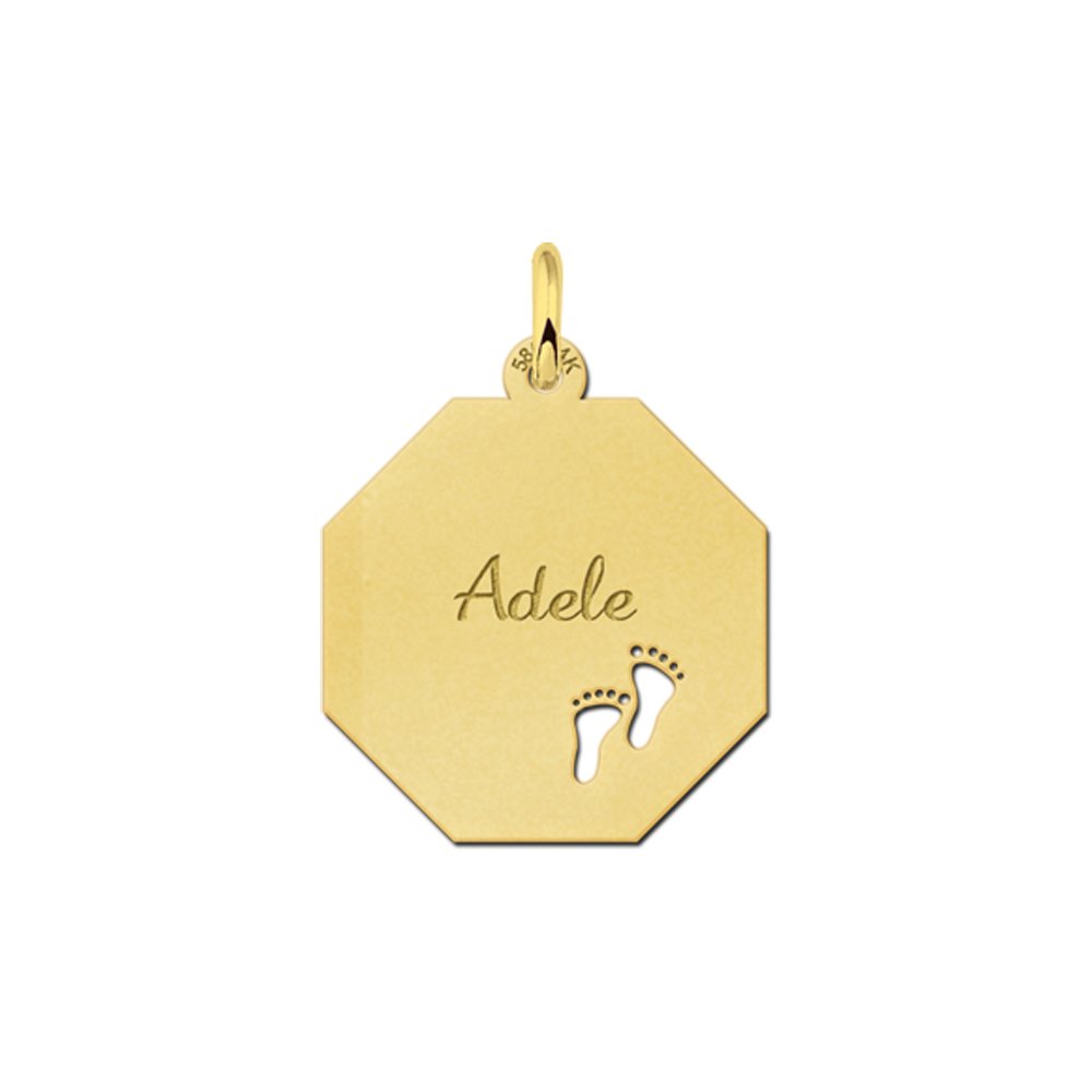 Graveerplaat van goud met twee voetjes - Names4ever