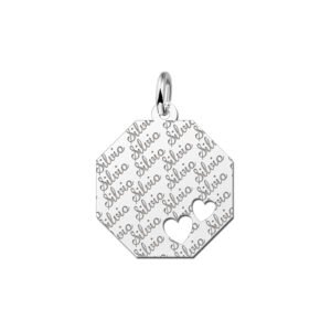 Graveerplaat van zilver met 2 hartjes - Names4ever