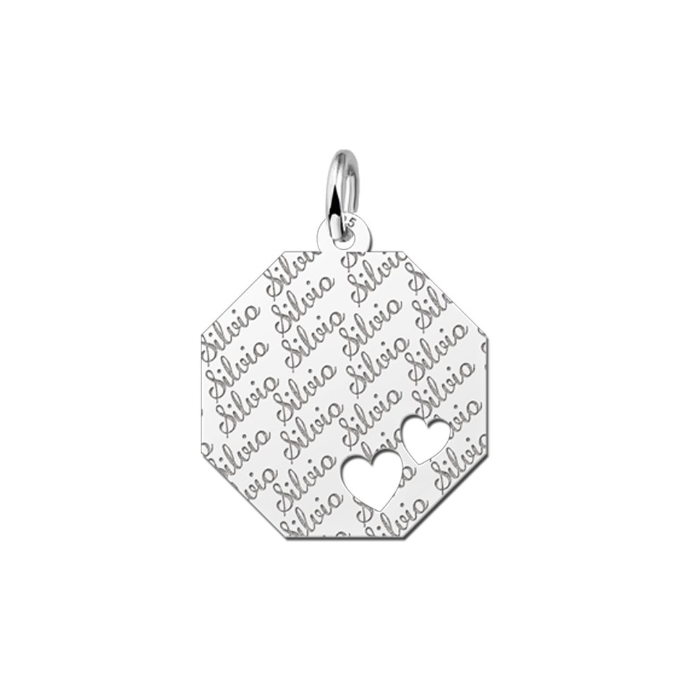 Graveerplaat van zilver met 2 hartjes - Names4ever