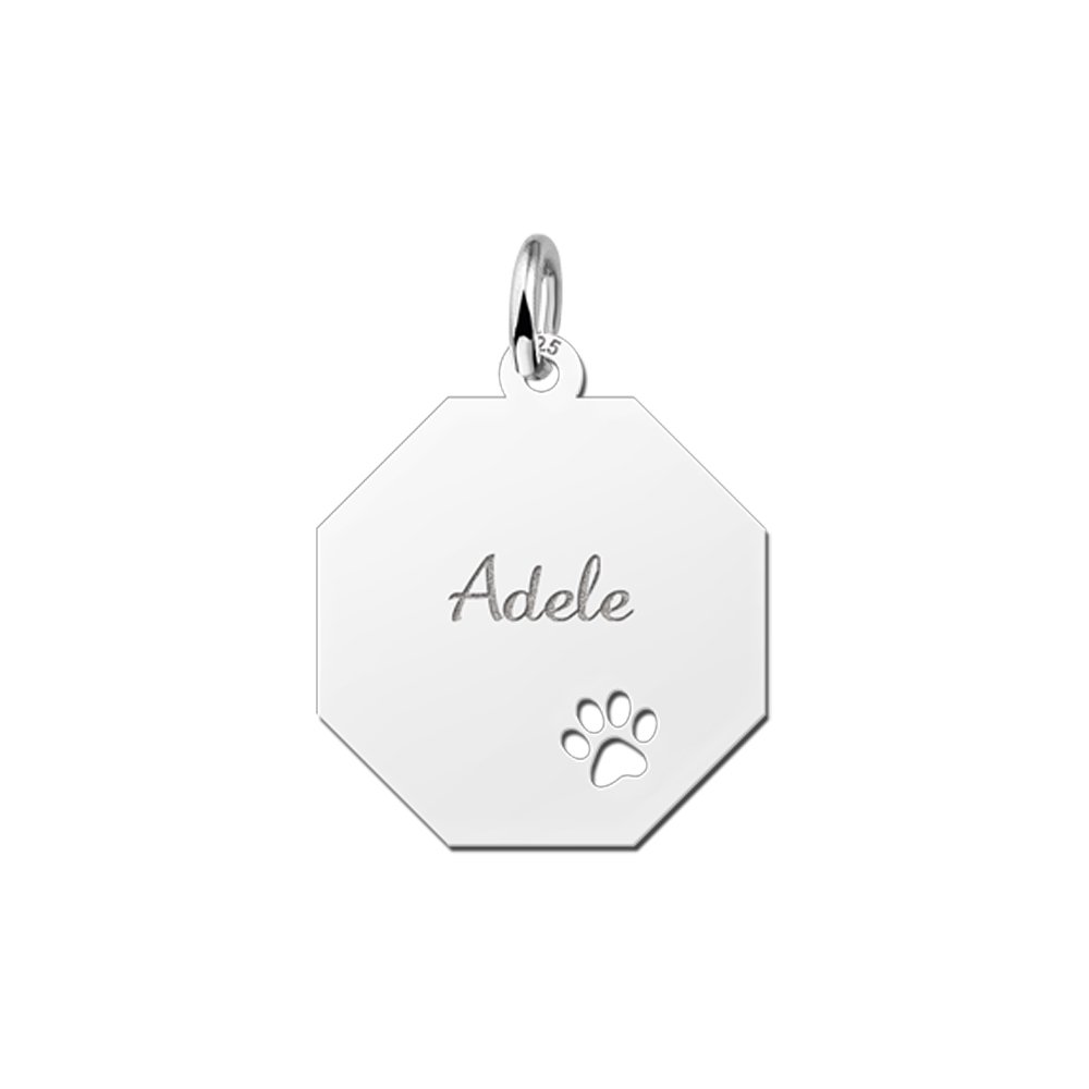 Graveerplaat zilver met schattig pootje - Names4ever