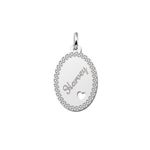 Graveren in deze hanger met sierrand en hart. - Names4ever