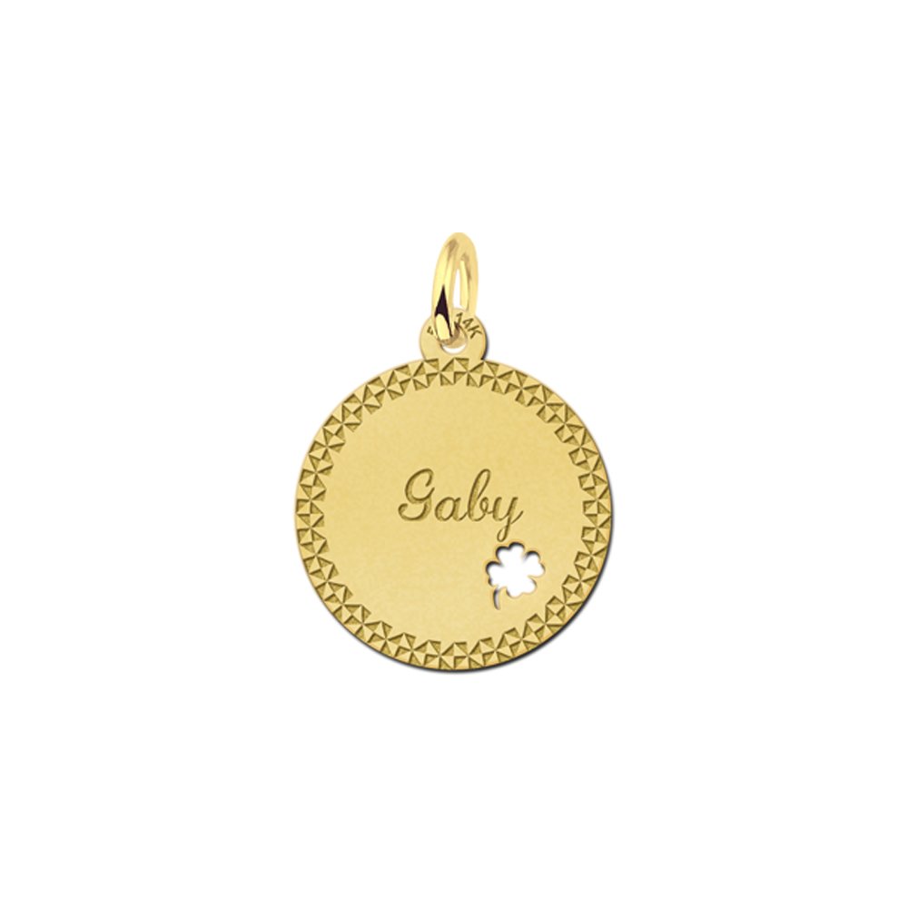 Graveren in een elegante gouden hanger met klavertje 4 - Names4ever