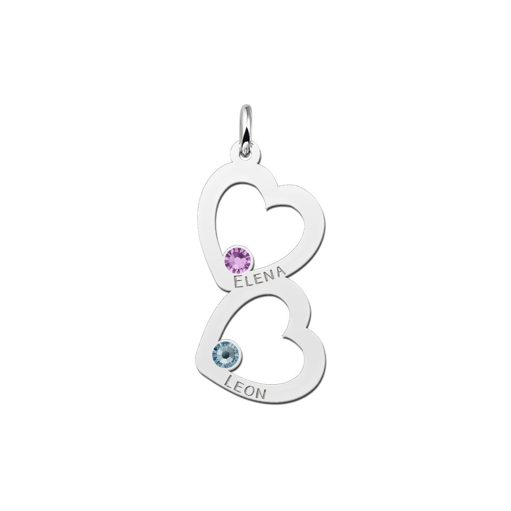 Hanger met twee harten van zilver - Names4ever