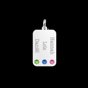 Zilveren Dog Tag met Drie Geboortestenen Names4ever