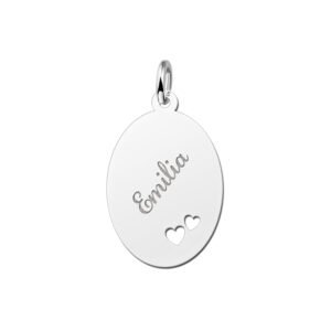 Hanger van zilveren graveren met 2 harten - Names4ever