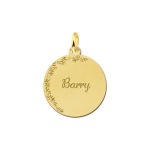 Hangertje met je naam van goud en bloemetjes. - Names4ever