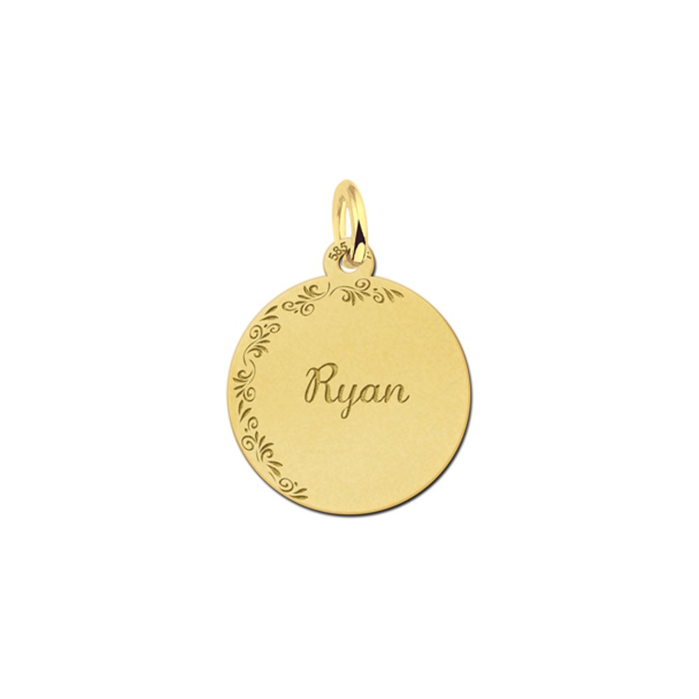 Hangertje met je naam van goud en bloemetjes. - Names4ever