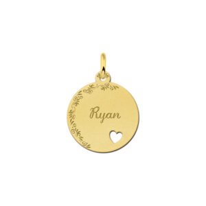 Hangertje van goud met je naam en bloemetjes. - Names4ever