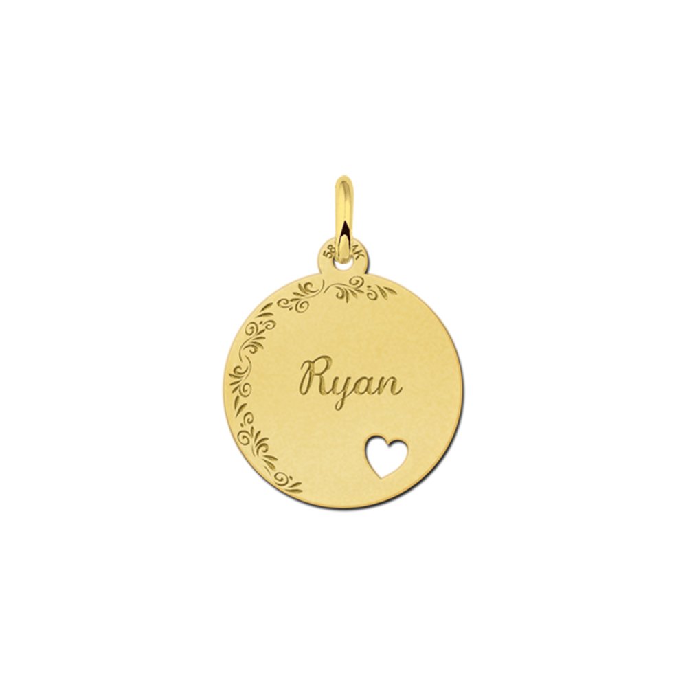 Hangertje van goud met je naam en bloemetjes. - Names4ever