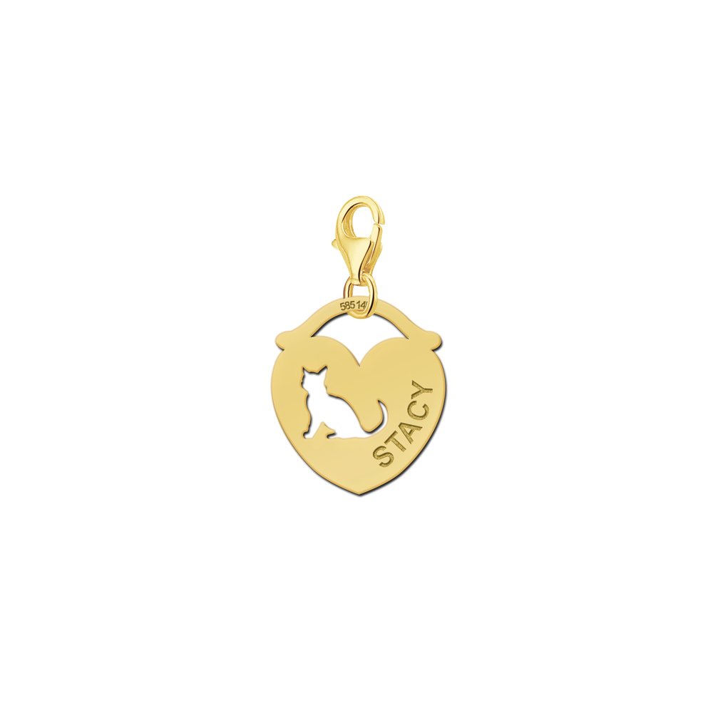 Names4ever Hart Charm-Naambedel met Poes GNDB005